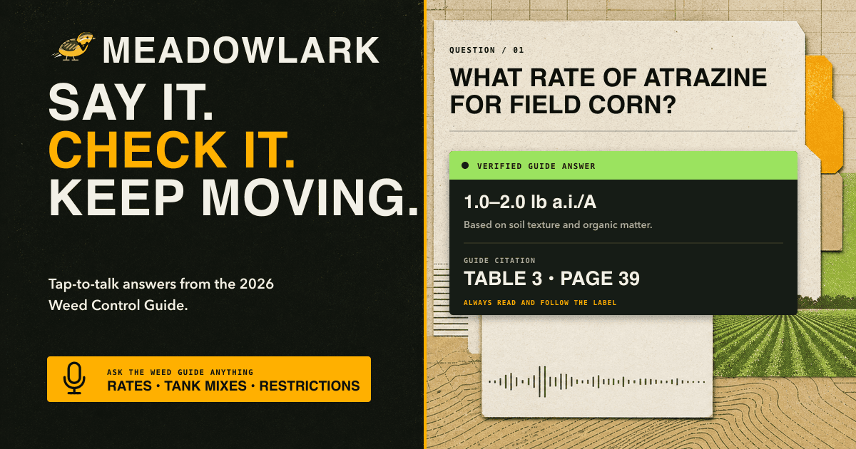 Sample Meadowlark answer showing a rate and its guide citation